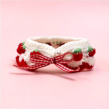 Cute Hand-Woven Cat and Dog Collar Wool Knitted Cat Collar Cute Cat and Dog Necklace Pet Collar