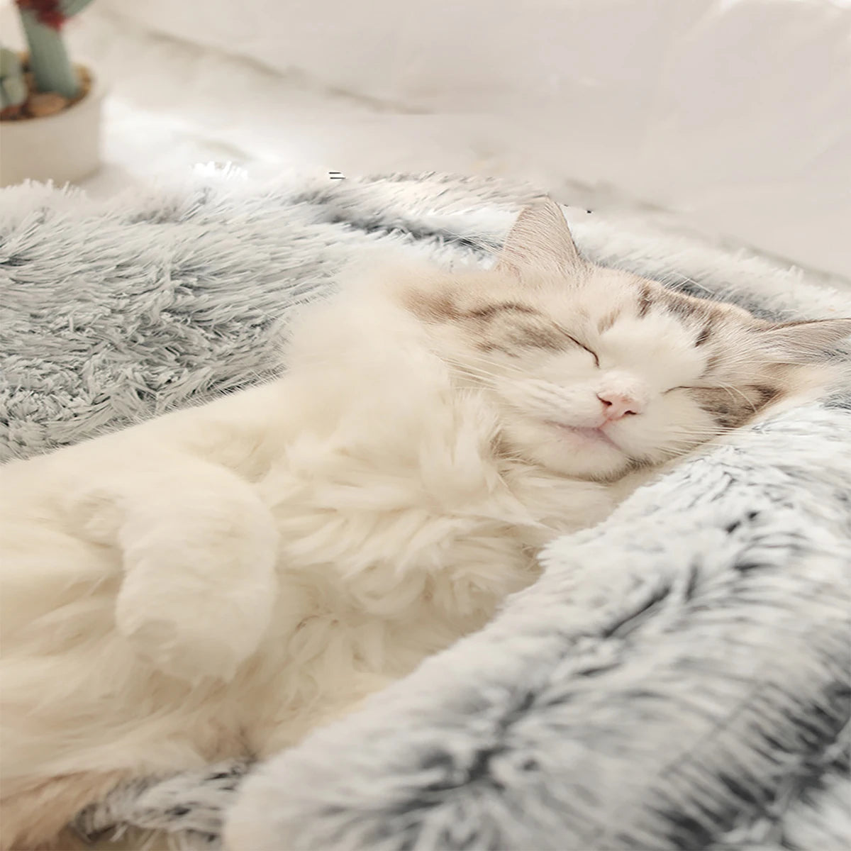 Cat Bed round Plush Fluffy Hooded Cat Bed Cave, Cozy for Indoor Cats or Small Dog Beds, Doughnut Calm Anti-Nxiety Dog Bed